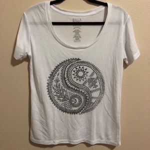 Billabong White Yin Yang Doodle Graphic Tee